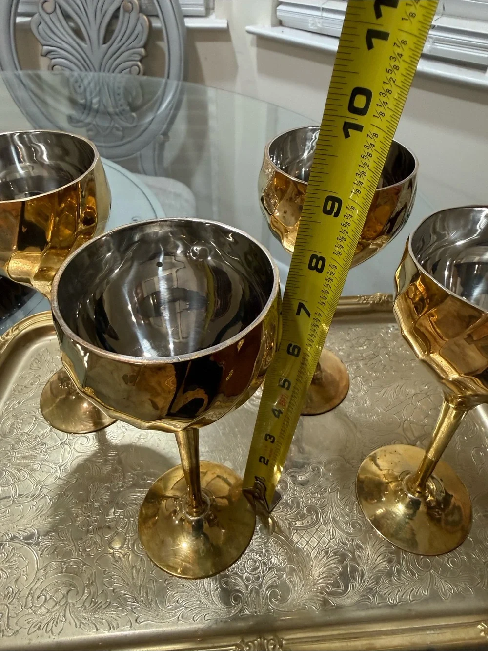 Gold-tone Decorative Wine Goblets set of 4